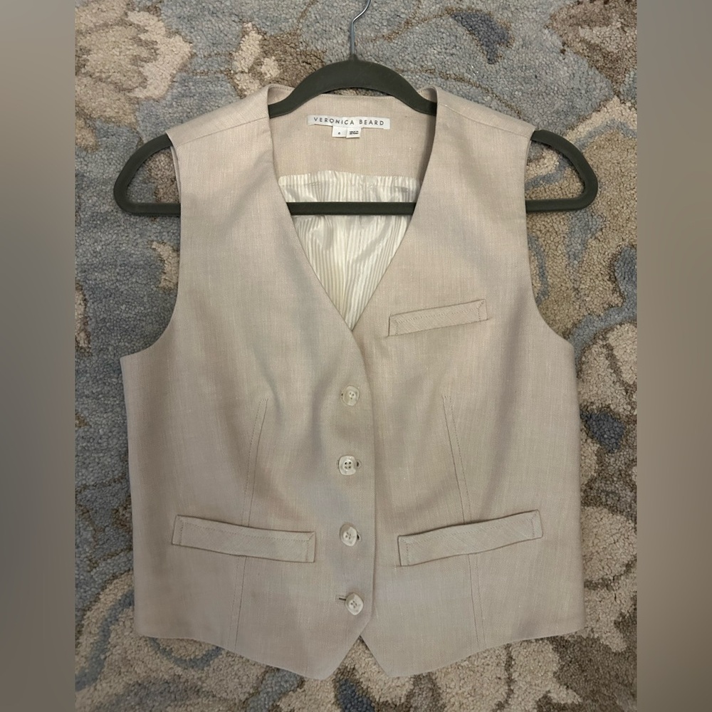 Veronica Beard Neutral Cream Tailored Vest - Picture 3 of 6